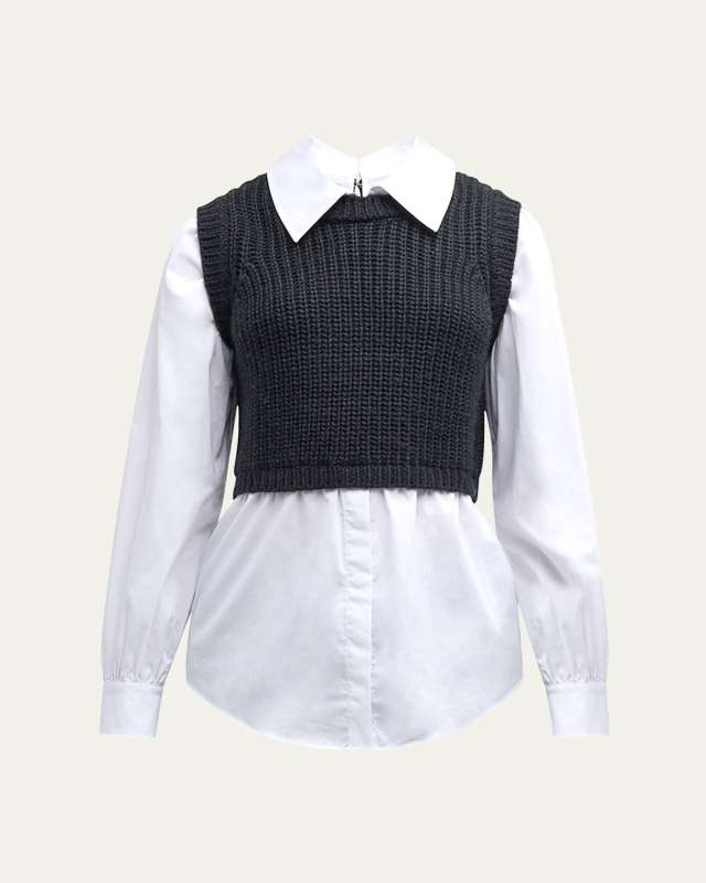 Mara Shaker Stitch Combo Pullover Shirt